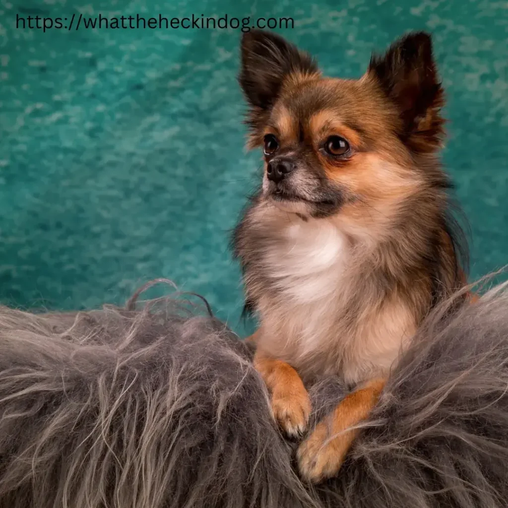 Cute dog resting on a soft cushion, enjoying a peaceful moment.